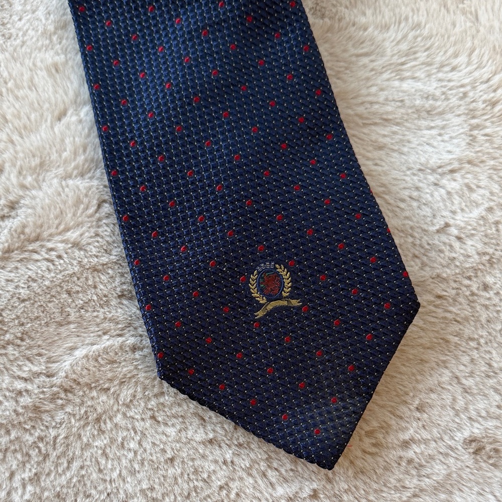 Tommy Hilfiger Navy Tie with Red Microdots